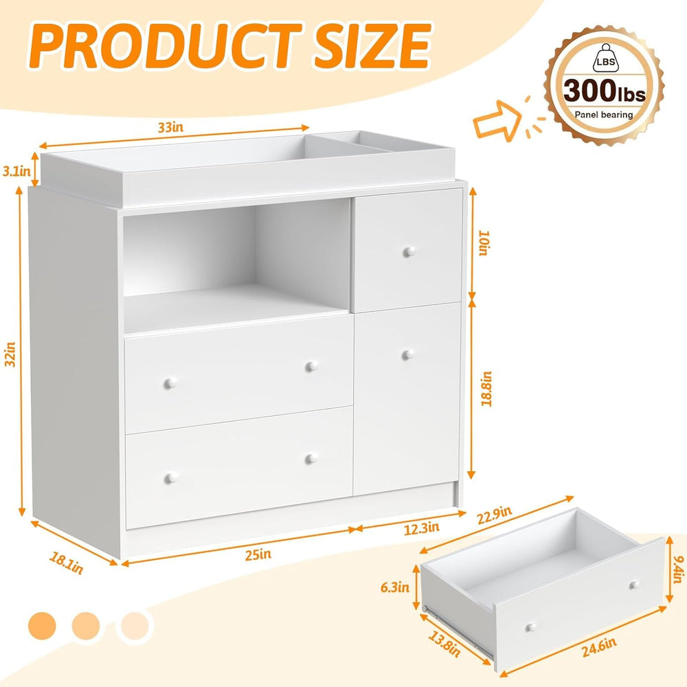 GOFEI dresser open storage shelf for quick access to essentials.