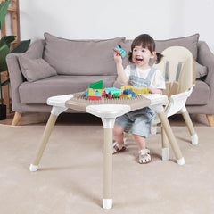 GoFirst table and chair mode adapts space for crafts and snacks.