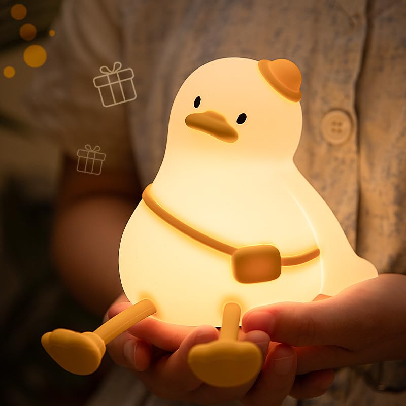 Gofuch Relaxed Duck Night Light glows warmly for a cozy bedroom.