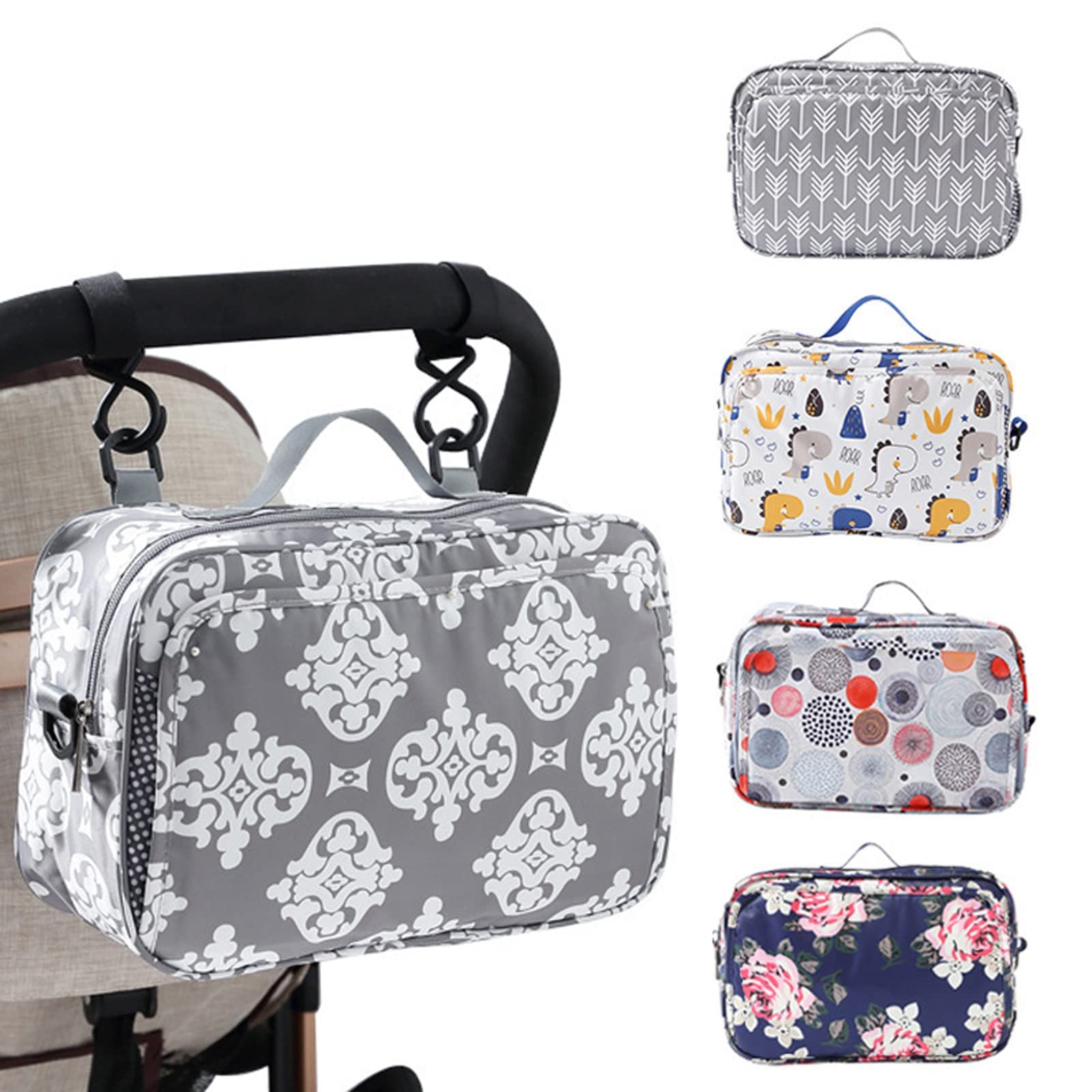 GOGOSO diaper bag organizer front view with bottle holder for on-the-go feeding