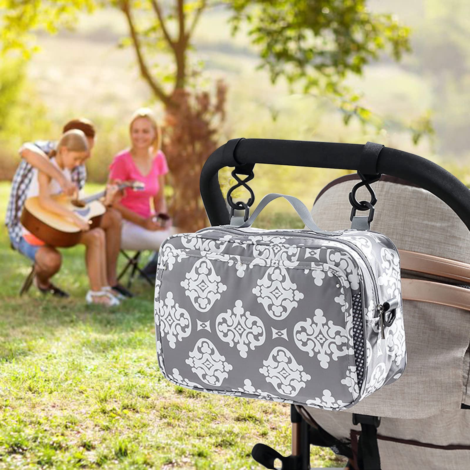 GOGOSO organizer attached to stroller demonstrates versatile two-use mode