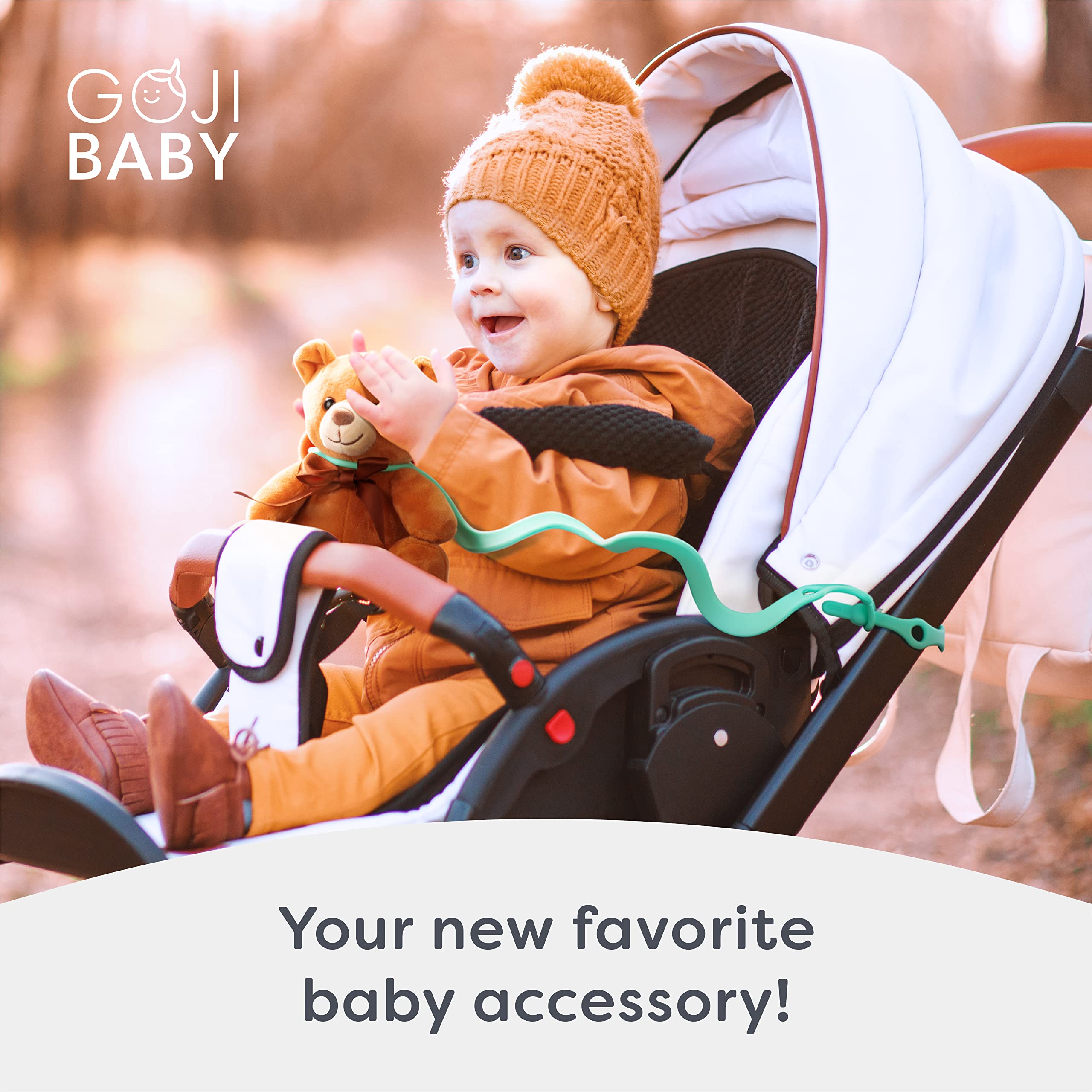 Goji Baby Bungee Strap aqua holder fits cups and toys for quick swaps