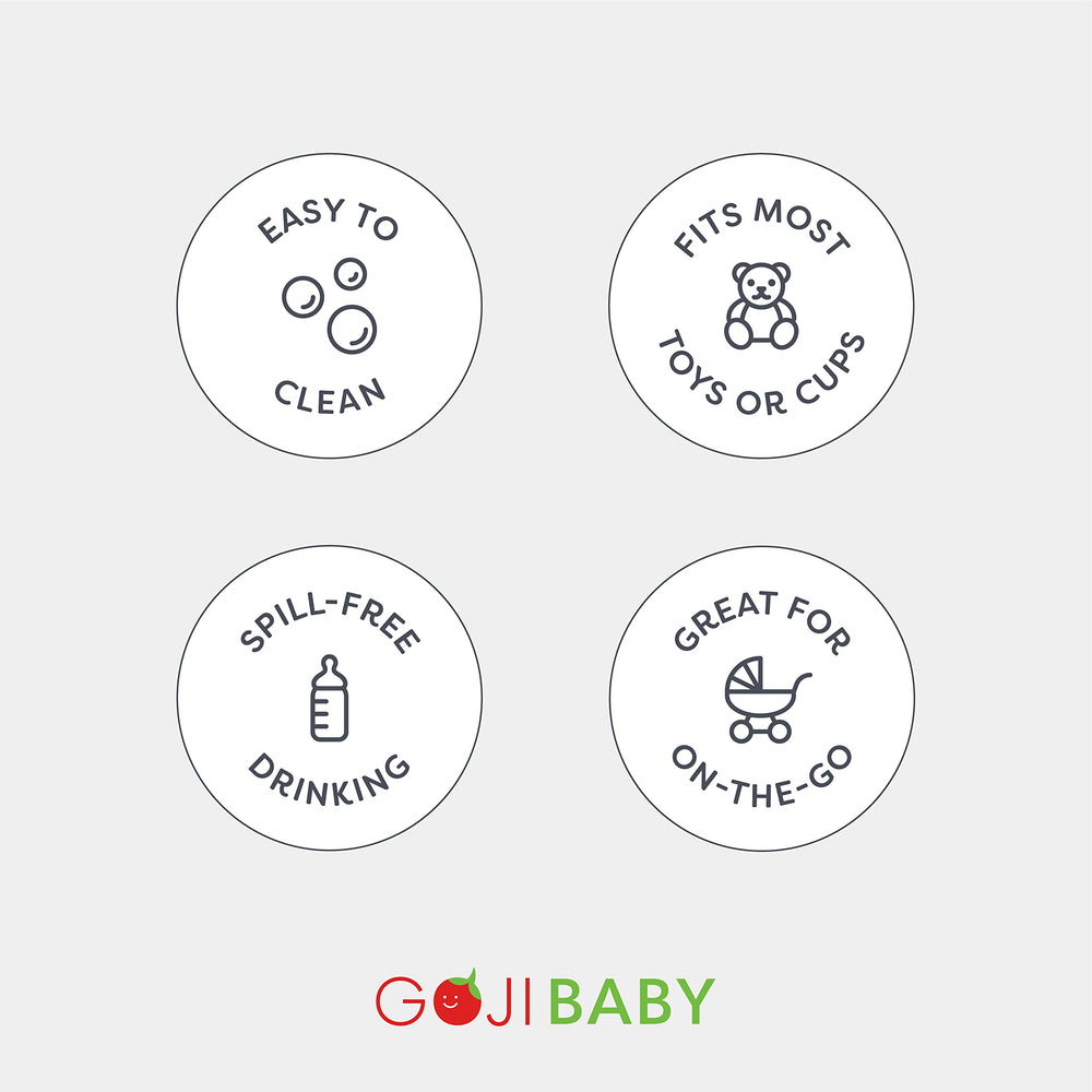 Goji Baby Bottle Bungee Strap's effortless stroller attachment offers peace of mind during meals