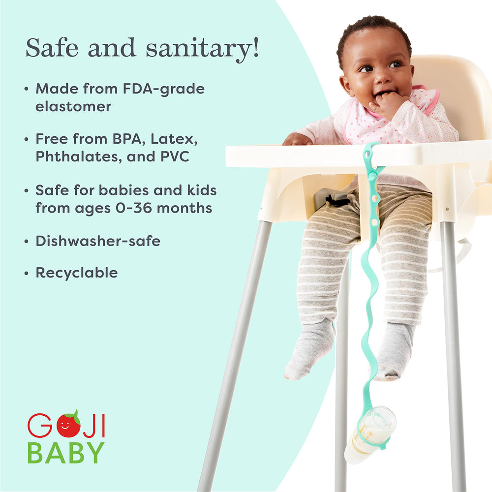 Goji Baby Bungee Strap is dishwasher-safe for quick cleanup after meals