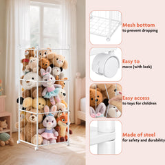 GoKEDA stuffed animal tower with rolling wheels enables smooth repositioning