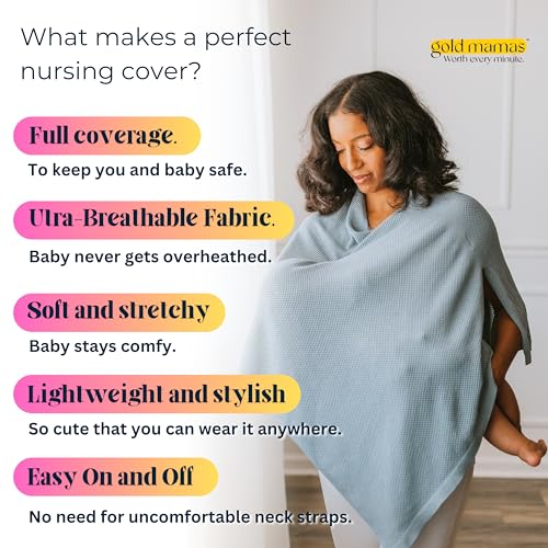 Gold Mamas Ponchy used as car-seat canopy for on-the-go protection