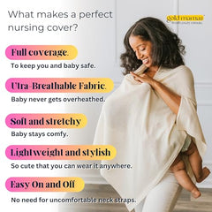 Gold Mamas privacy poncho offers discreet feeding anytime, anywhere.