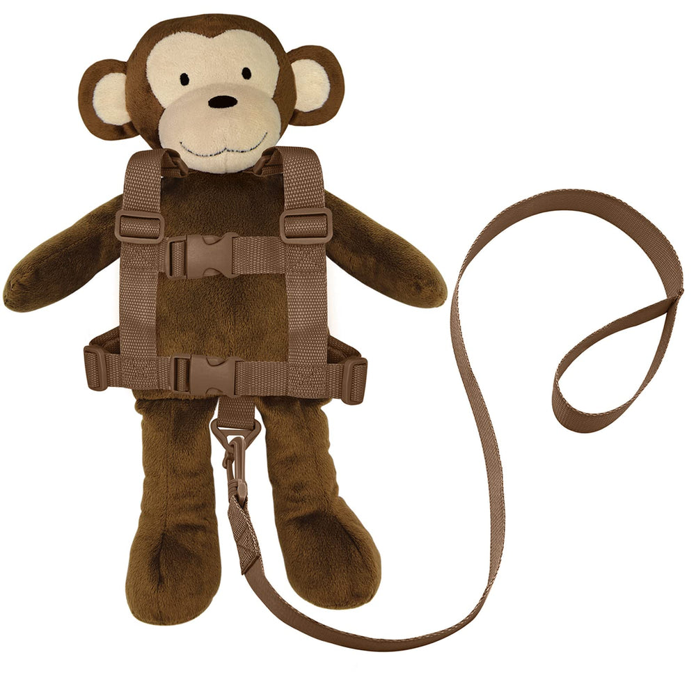 GoldBug Toddler Harness Monkey front view showing secure leash in crowded setting