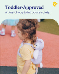GoldBug toddler harness owl side view highlights adjustable straps for a snug growing fit.