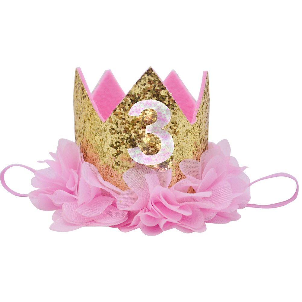 Golden Swallow birthday crown tiara headband for baby girl party photos and memories