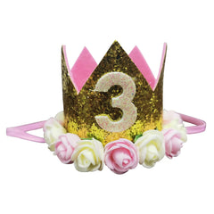 Golden Swallow birthday crown baby headband for adorable birthday photos