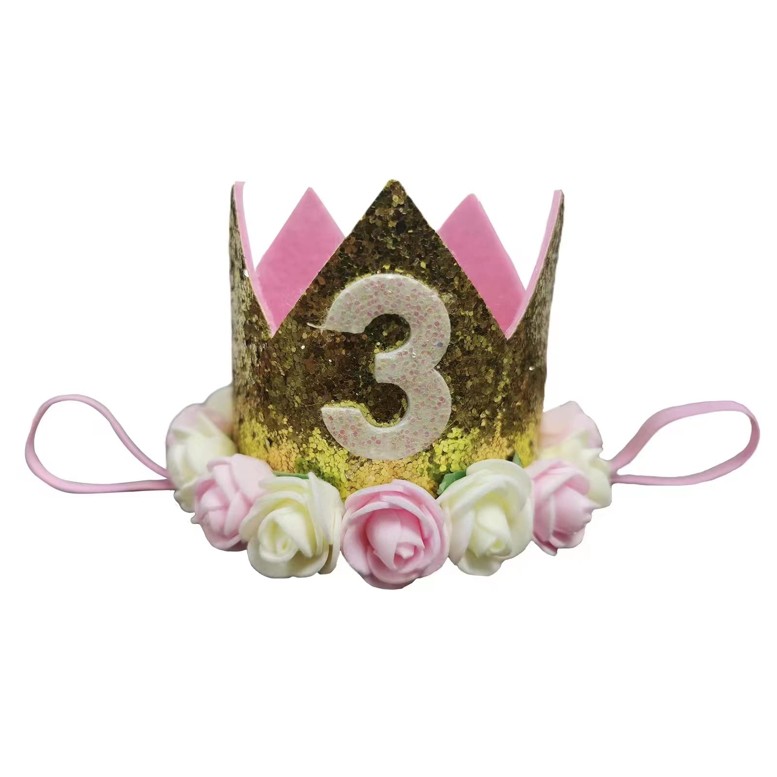 Golden Swallow flower tiara with gold crown detail for princess party looks