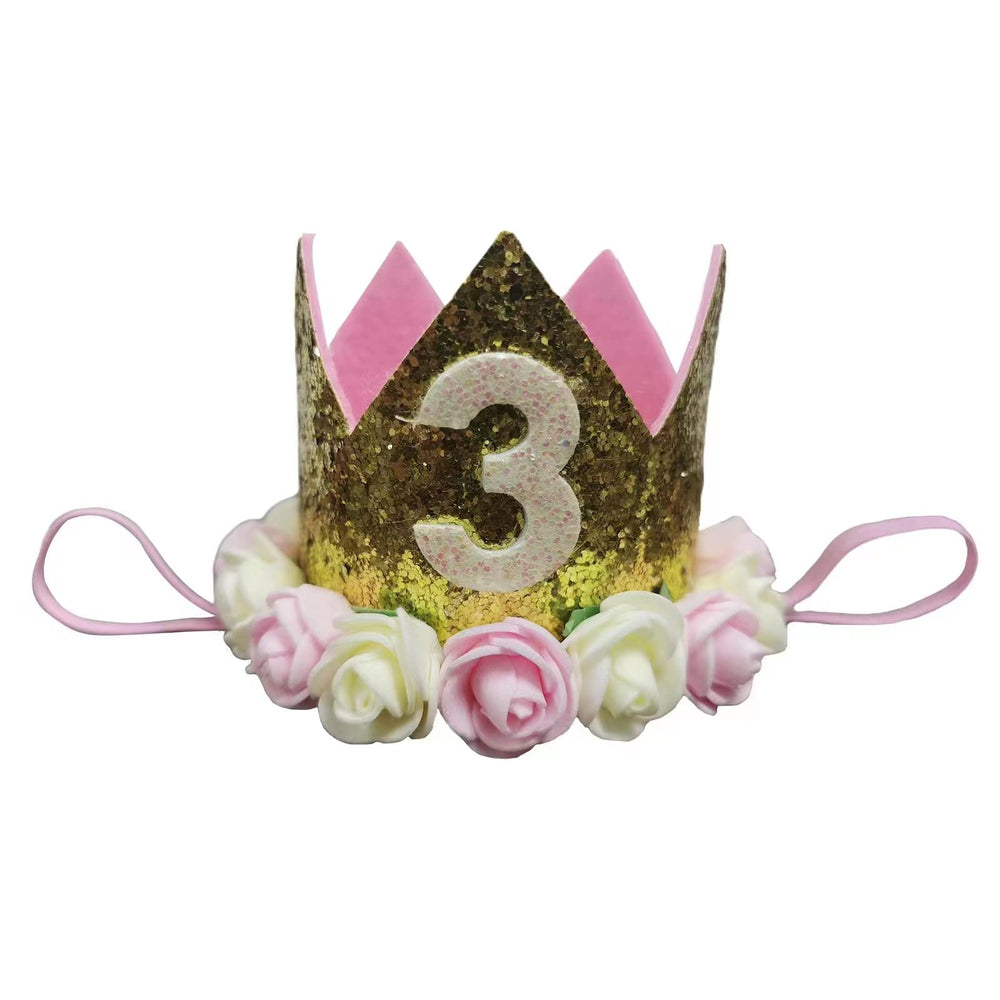 Golden Swallow flower tiara with gold crown detail for princess party looks