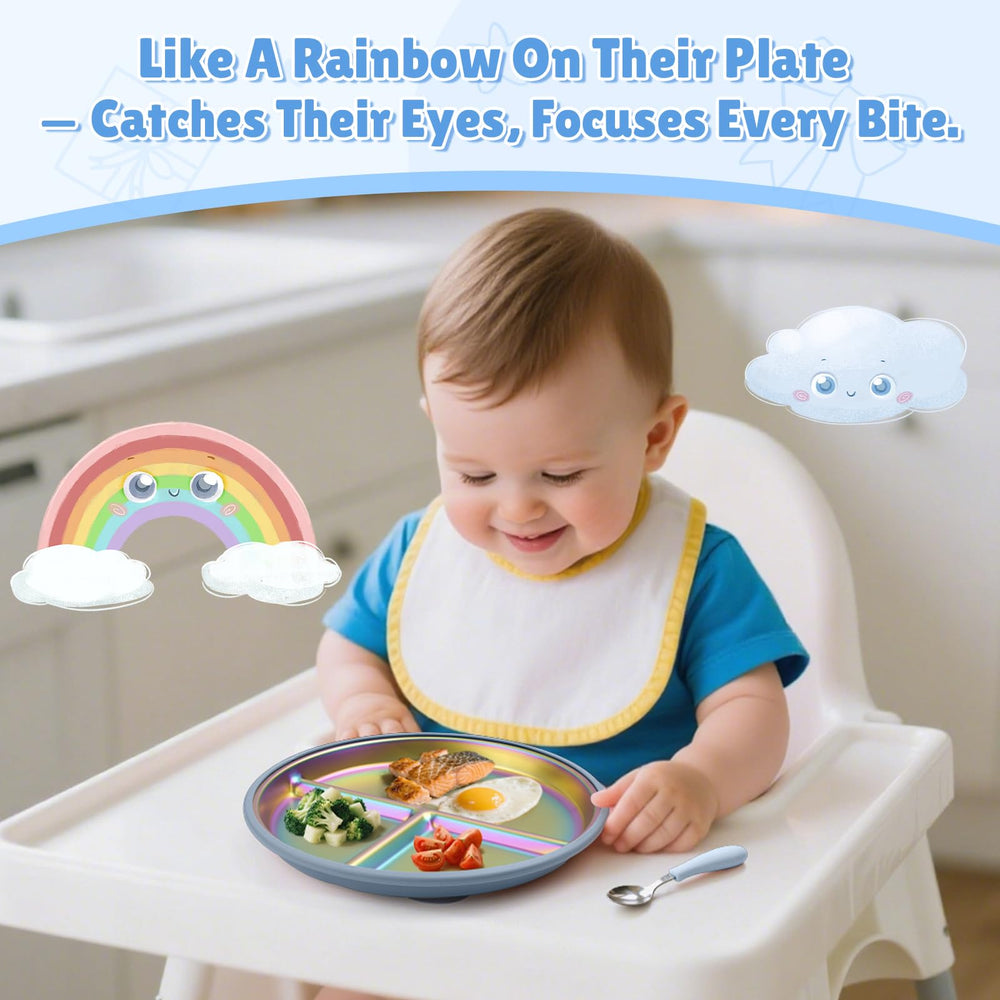 Goldusk blue and green rainbow finish attracts kids at mealtime
