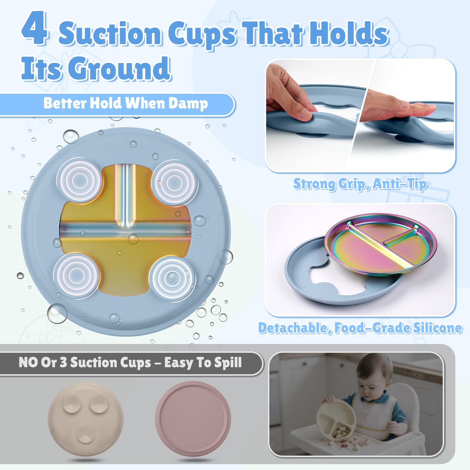 Goldusk divided compartments guide balanced portions during toddler meals