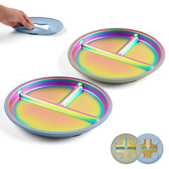 Goldusk rainbow plate with suction cups for mess-free self-feeding on smooth surfaces