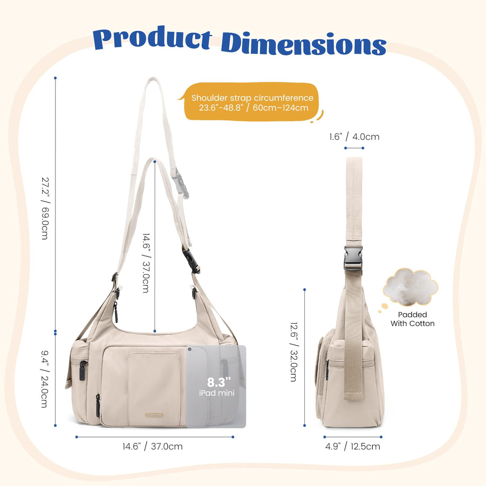 GOLF QUALITY 14L puffer diaper bag tote, insulated bottle pocket for temp control