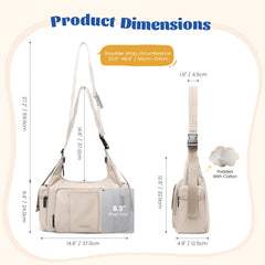 GOLF QUALITY 14L puffer diaper bag tote, insulated bottle pocket for temp control