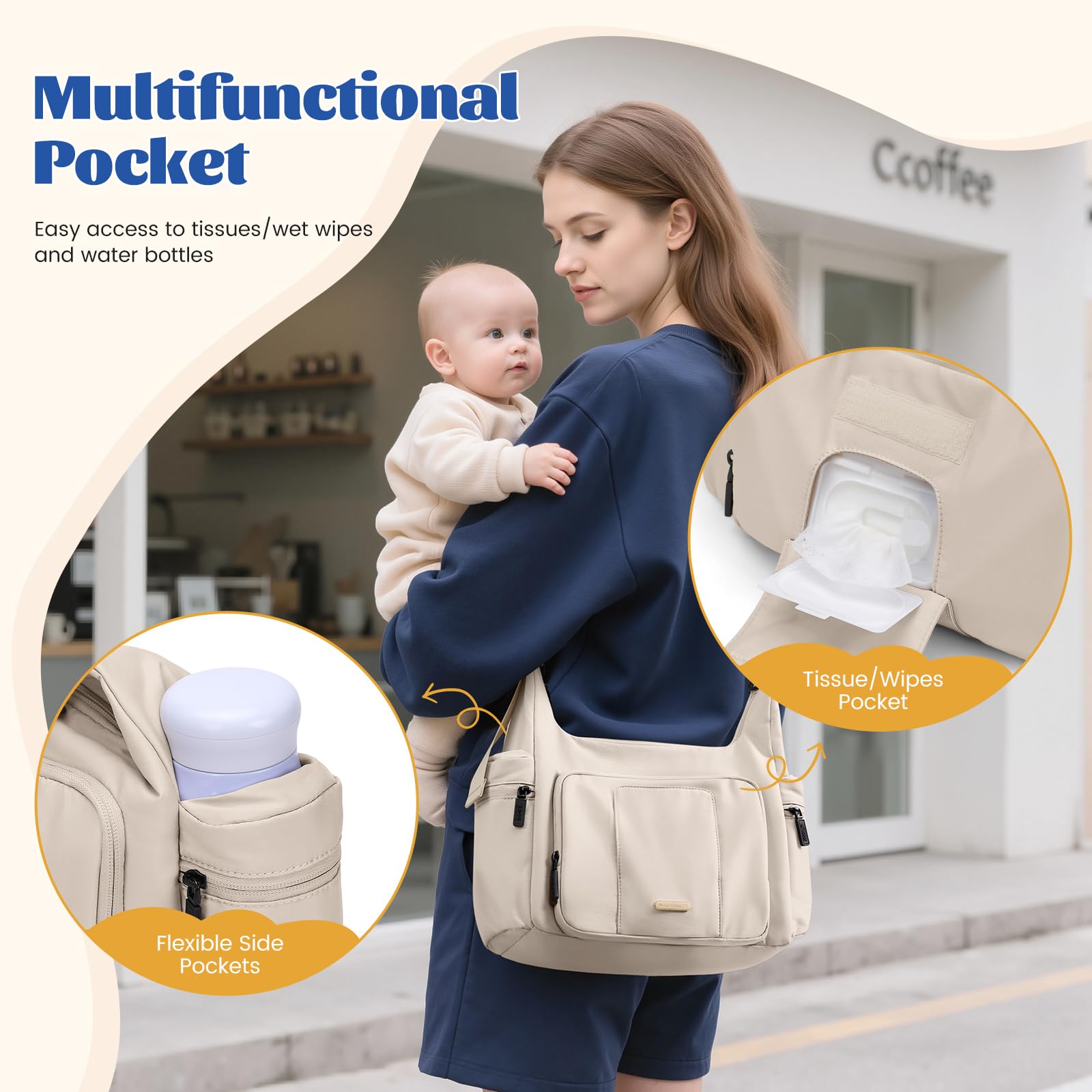 GOLF QUALITY 14L puffer diaper bag tote, stroller attachment ready on the side