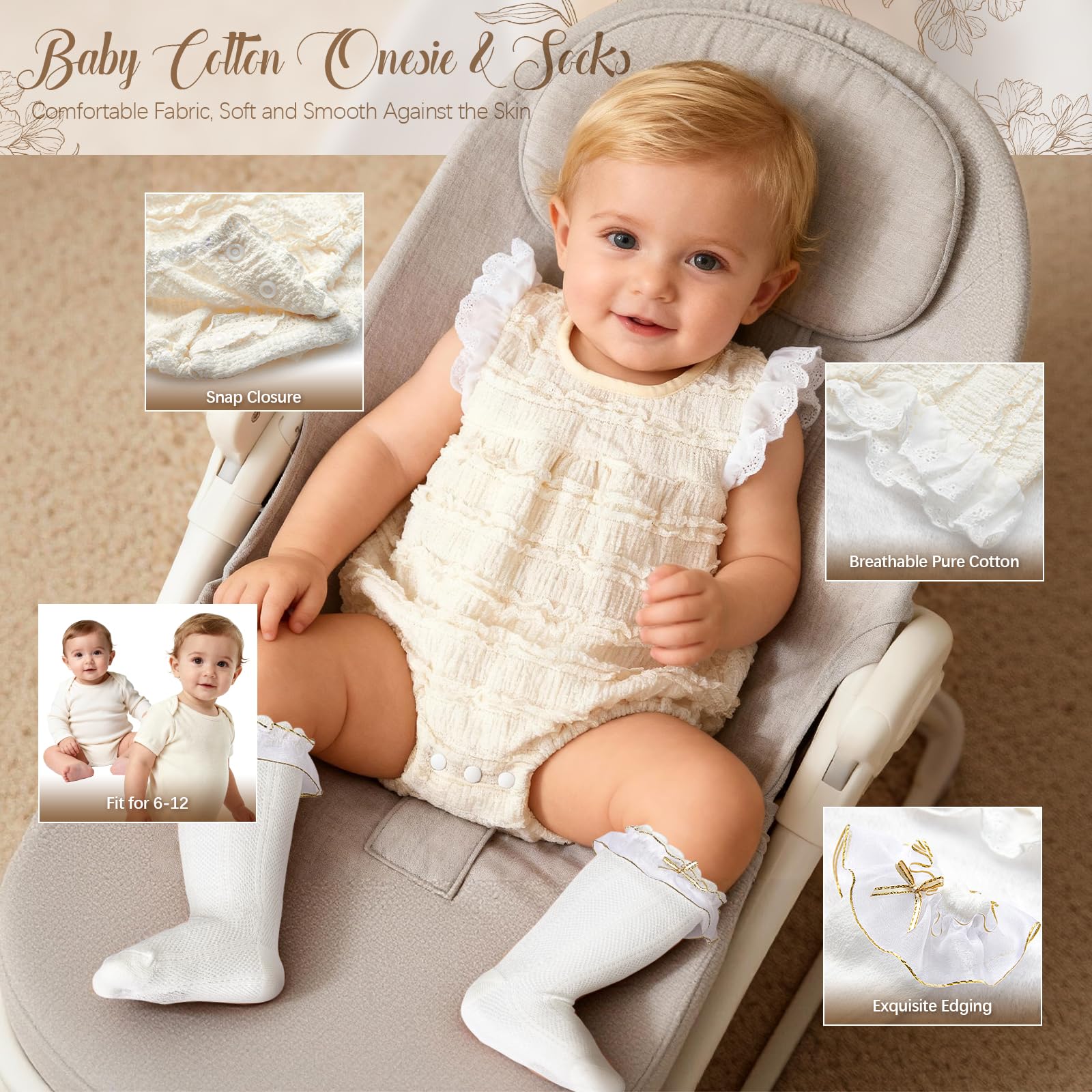 Golray bodysuit soft shoes socks display comfort-forward newborn essentials.