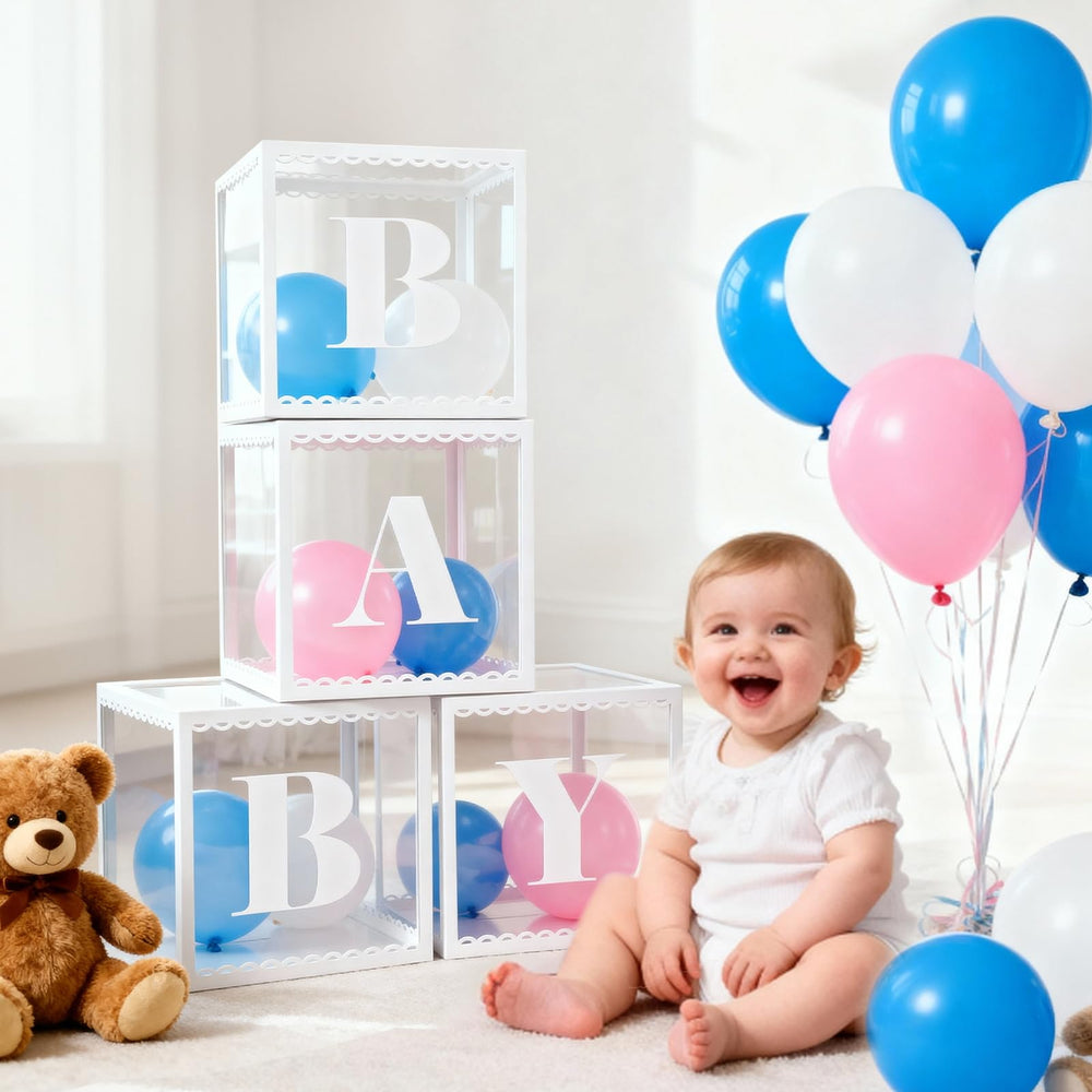 Golray easy-to-assemble boxes simplify baby shower styling.