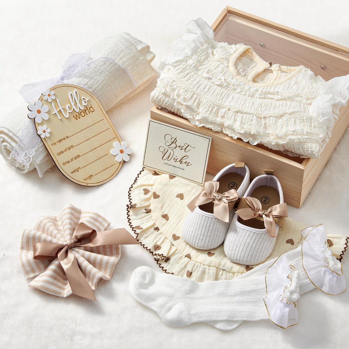 Golray wooden gift box featuring the newborn girls gift set for elegant gifting.