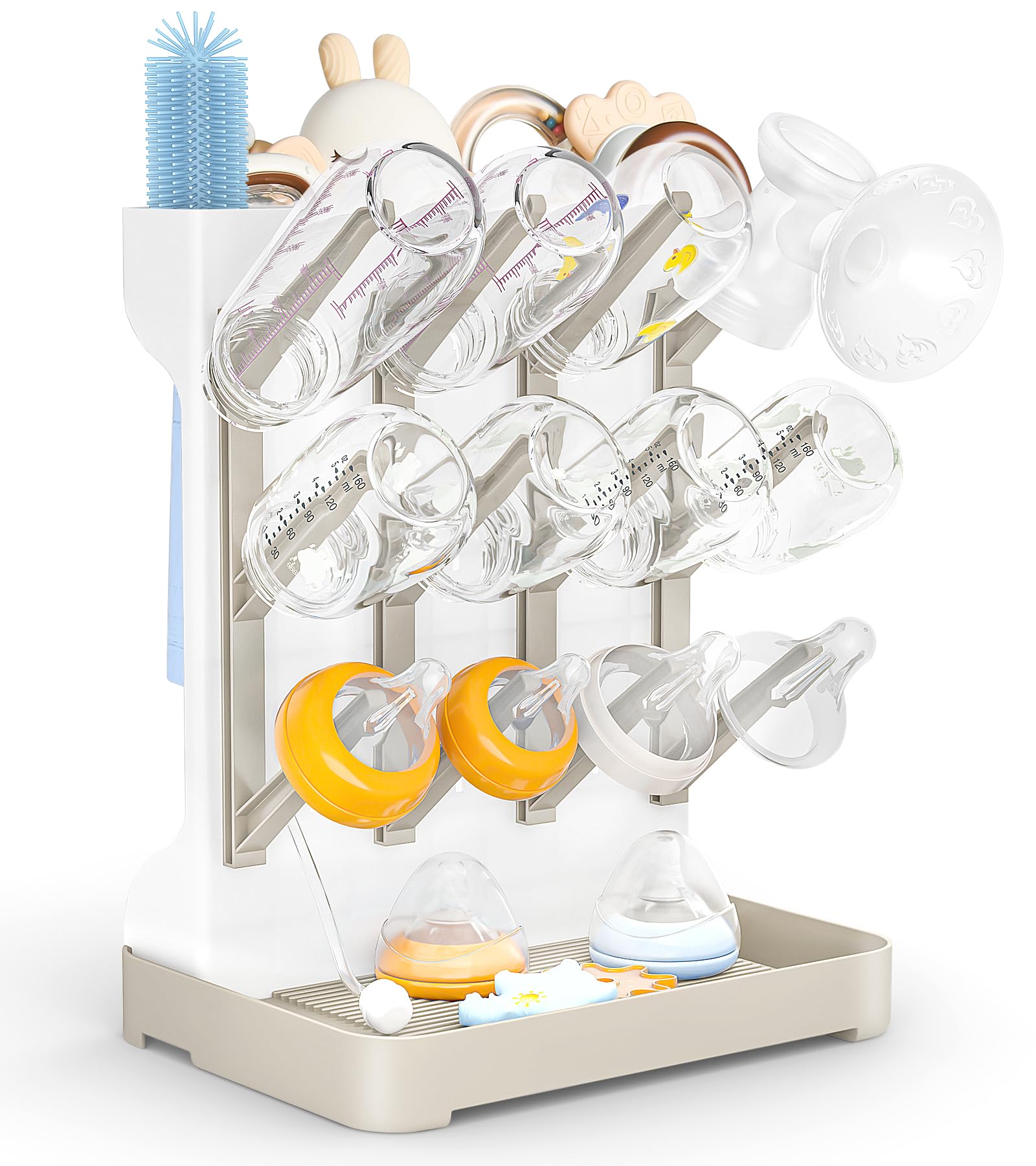 GoMaihe bottle drying rack vertical stand showing compact organizing space and height.