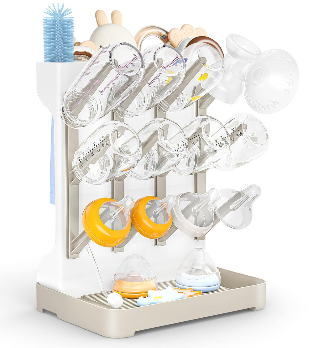 GoMaihe bottle drying rack vertical stand showing compact organizing space and height.