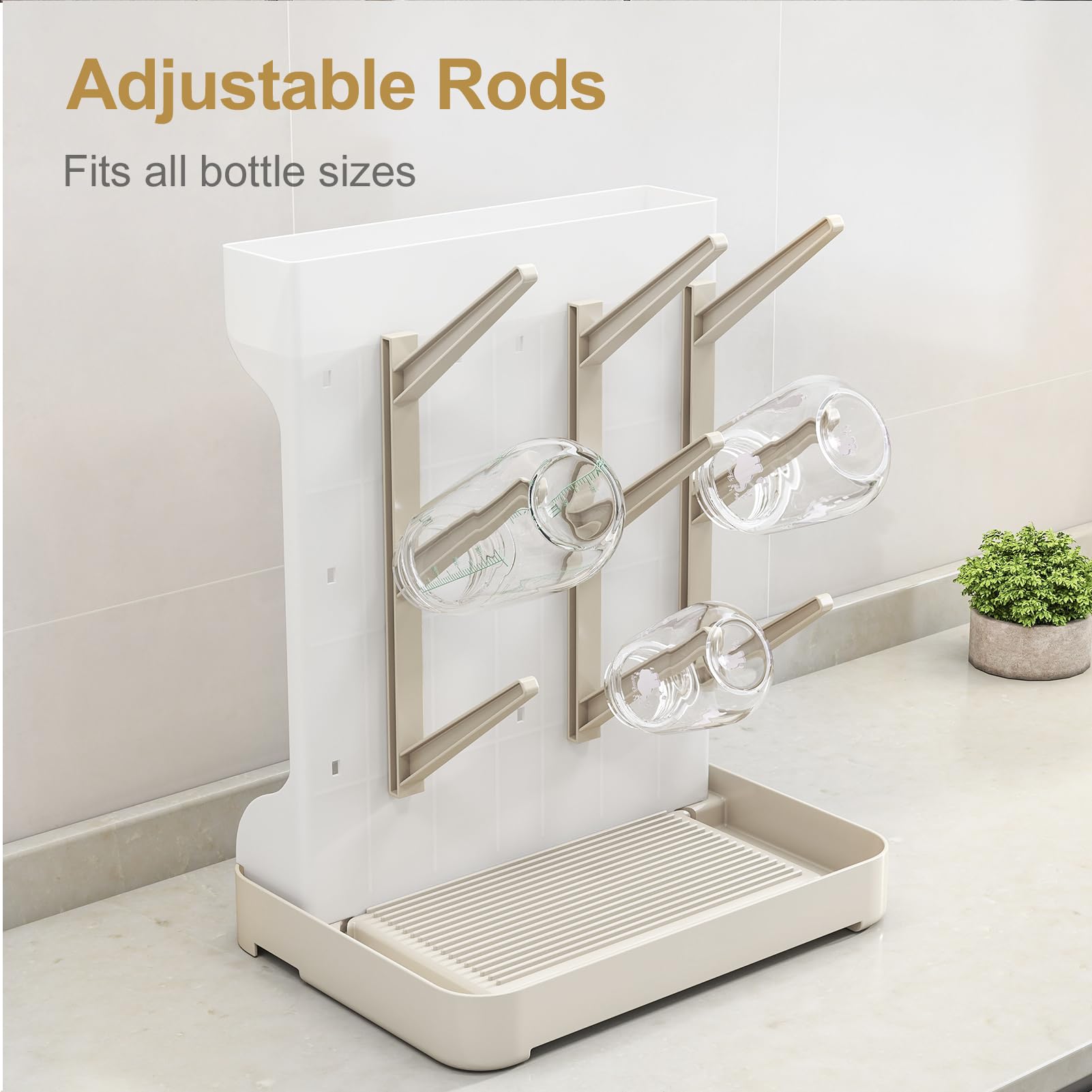 GoMaihe vertical airflow drying rack with removable drip tray for neat counter.