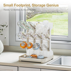 GoMaihe bottle drying rack accommodates wide-neck bottles with stable support.