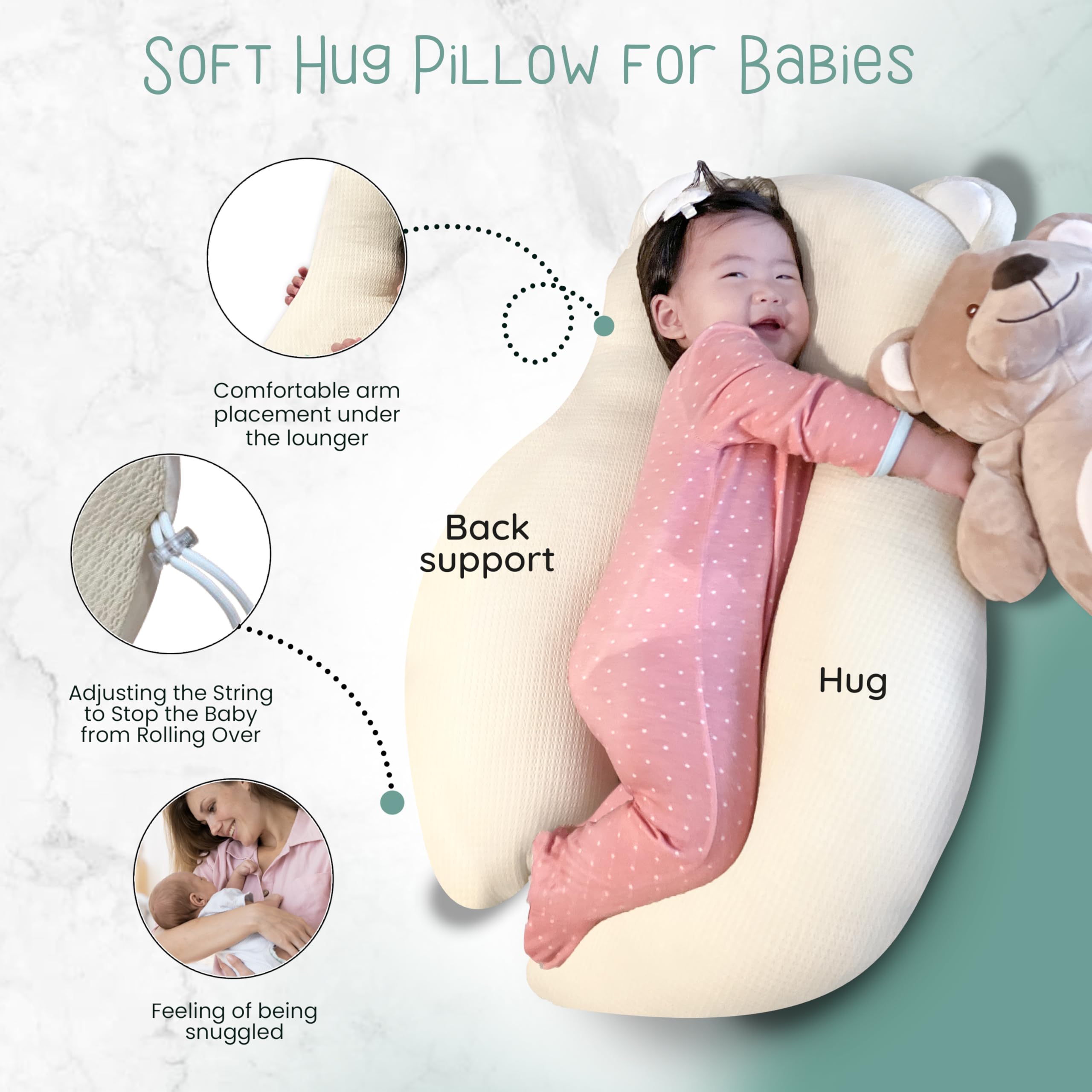 Gomigomi baby pillow breathable fabric cover supports gentle cooling