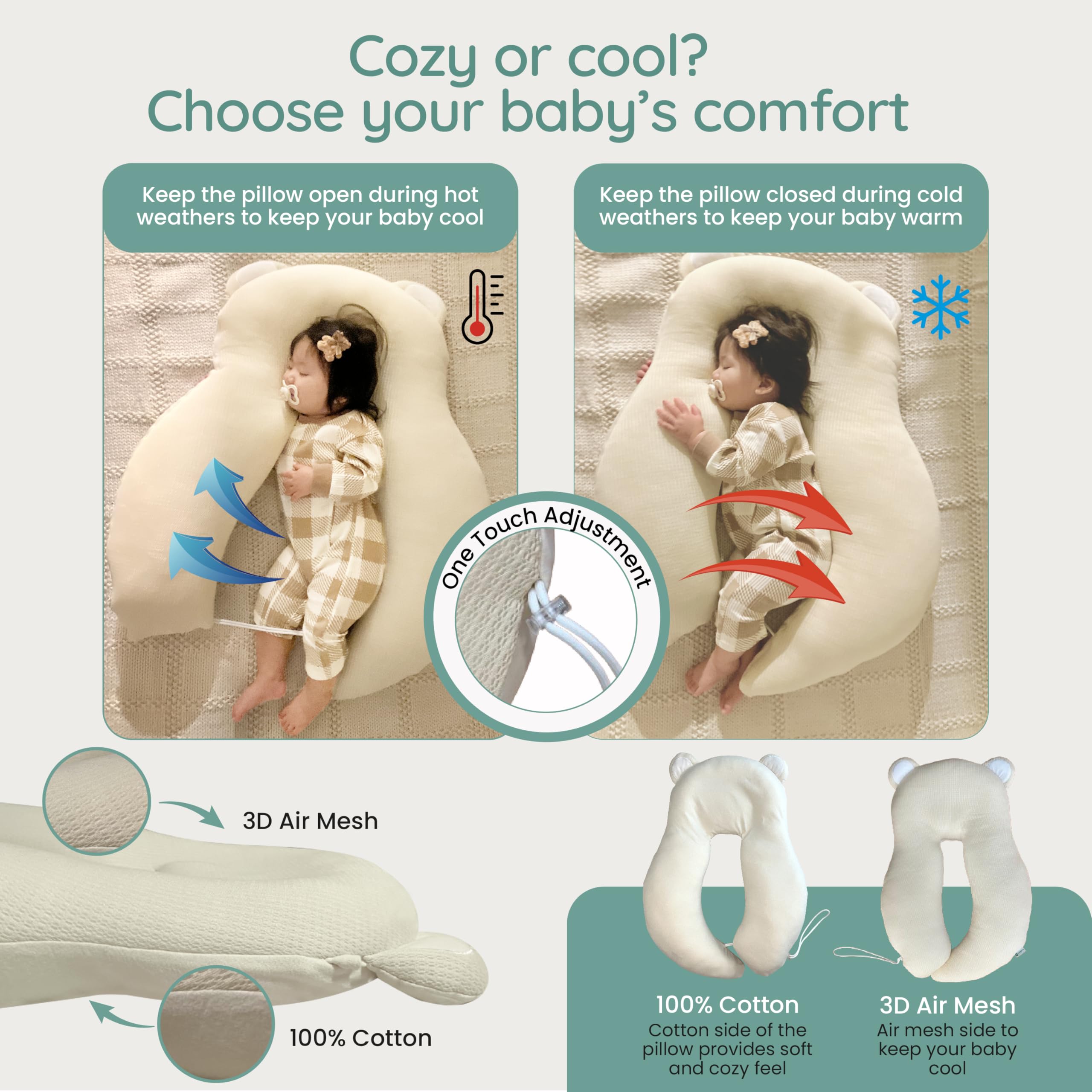 Gomigomi baby pillow supports nursing sessions with gentle height options