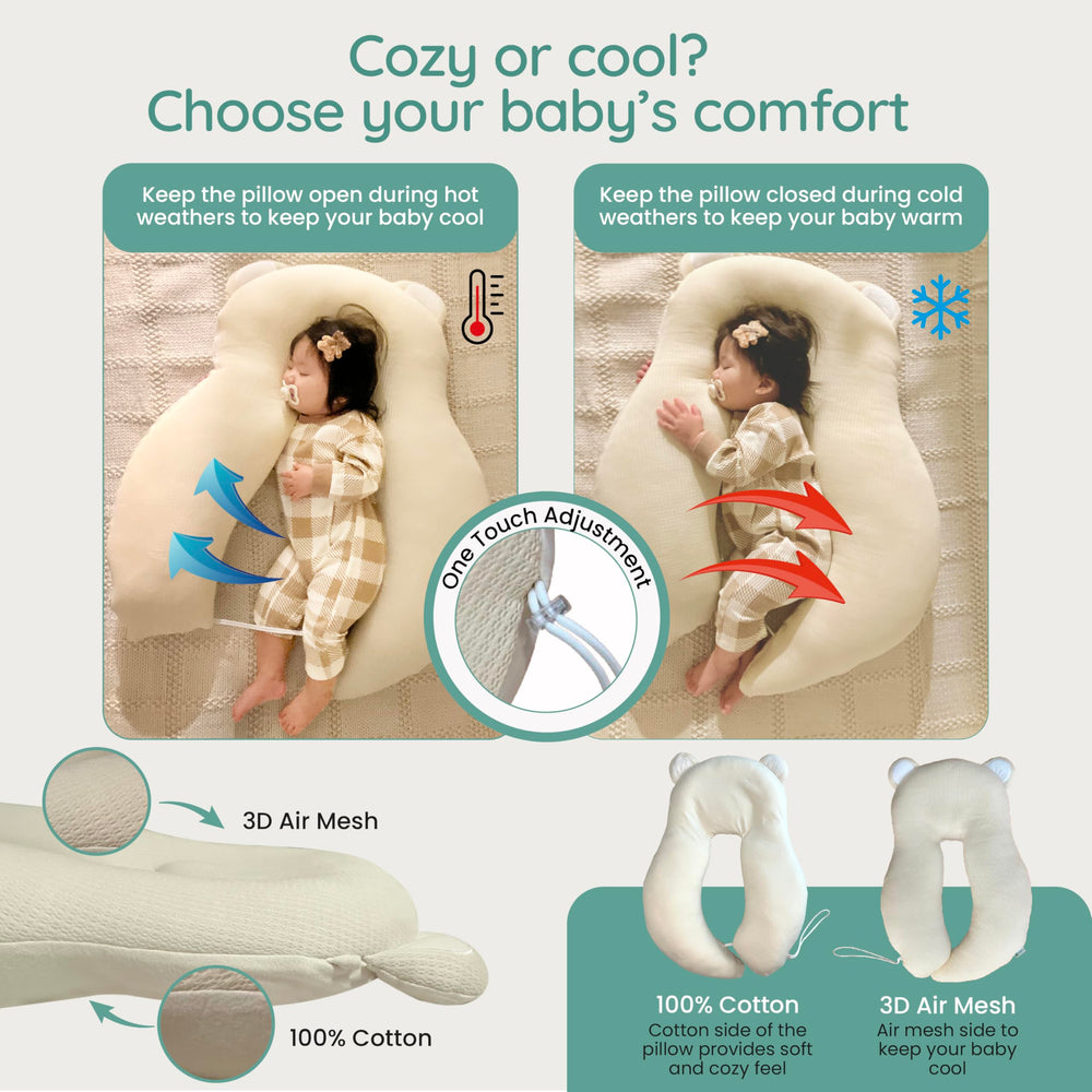 Gomigomi baby pillow supports nursing sessions with gentle height options