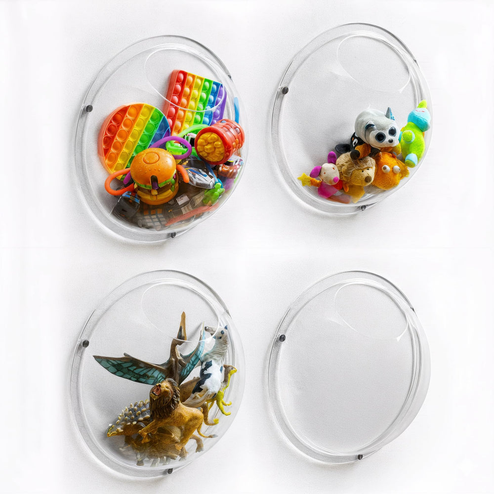 Gomos acrylic wall organizer with back panel included for secure wall mounting and tidy storage.