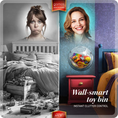 Gomos acrylic wall pocket showcases toys clearly for easy access and independent play.