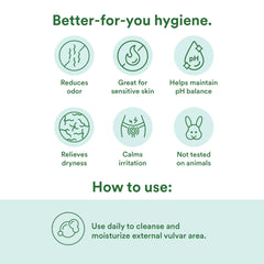 Good Clean Love Balance bottle pour showing easy daily cleansing.