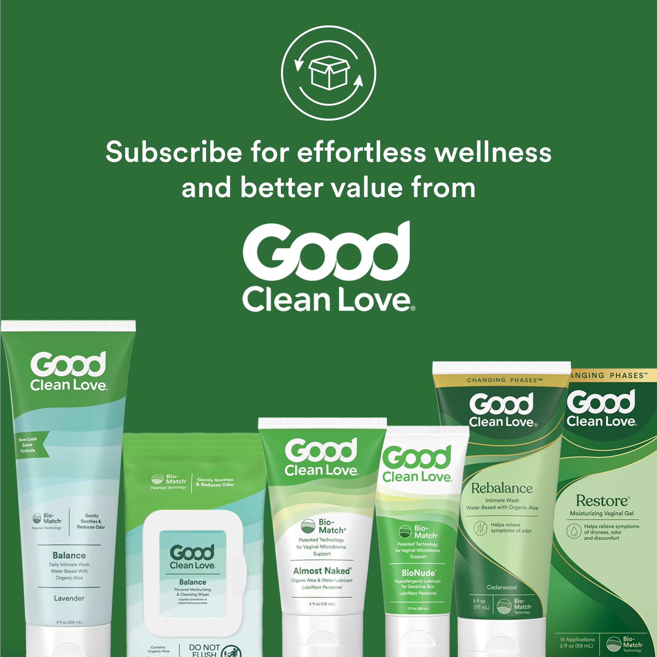 Good Clean Love Balance packaging new-look showcases the brand.
