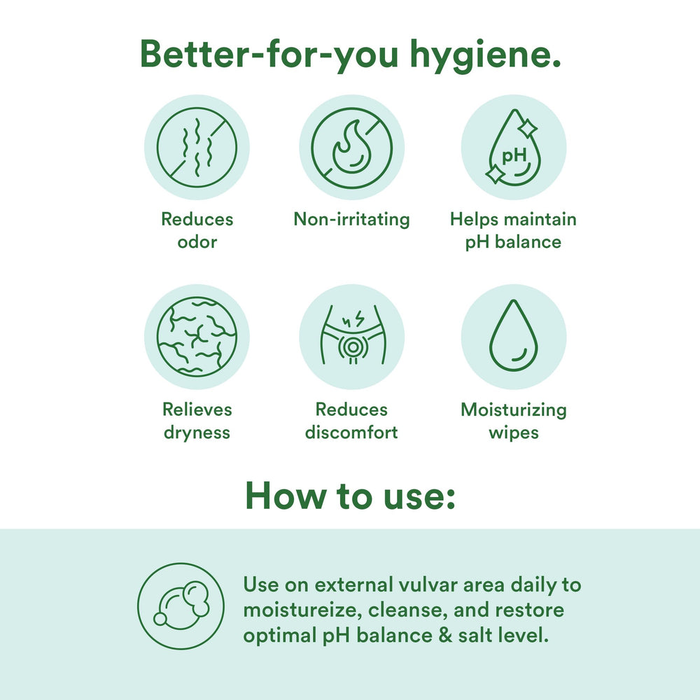 Good Clean Love Balance wipes with aloe moisturizer visible.