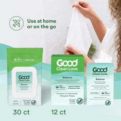 Close-up of Bio-Match technology label on Balance wipes.
