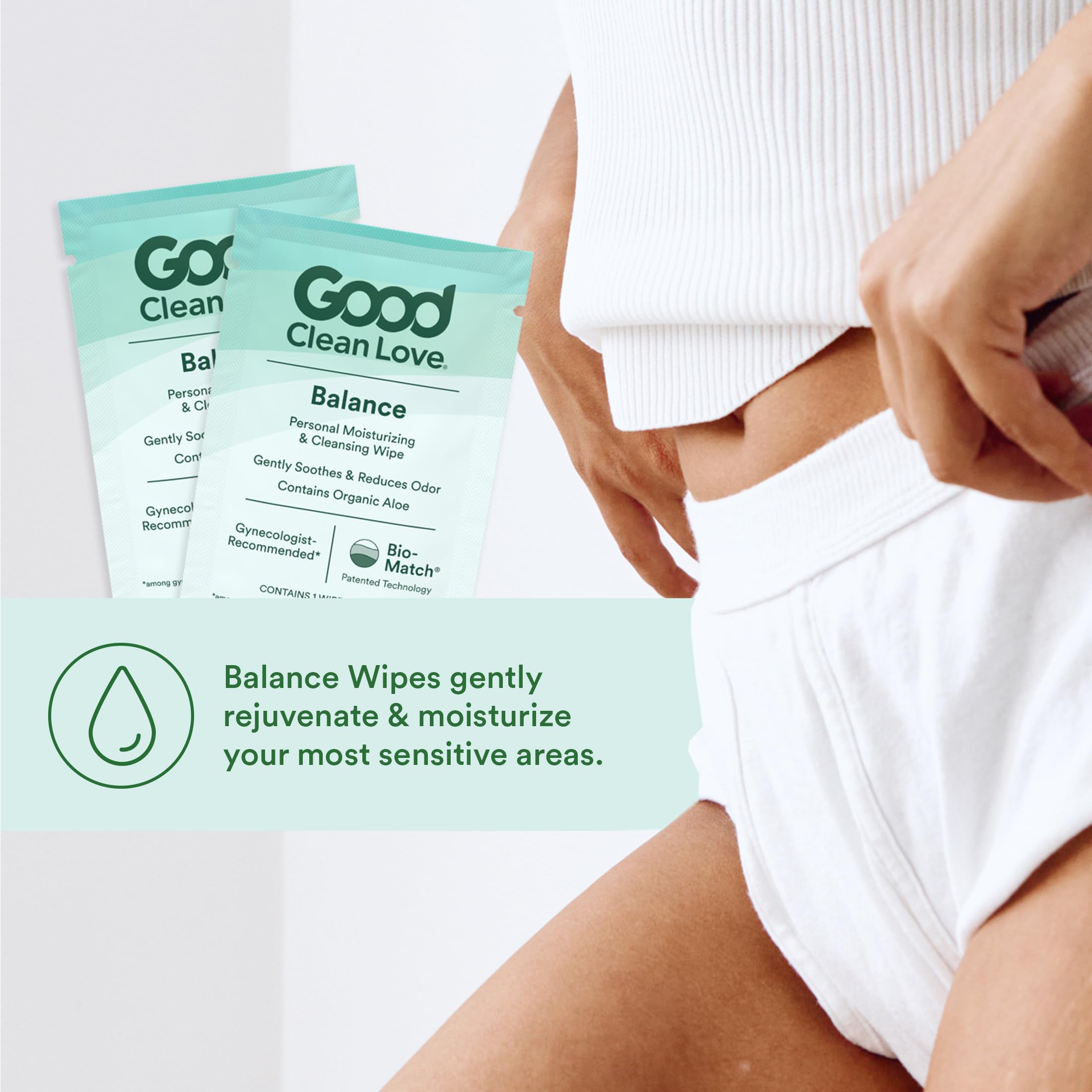 Lifestyle scene: person using Balance wipes after gym.