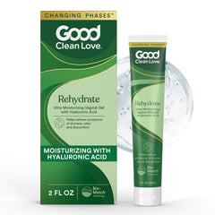 Good Clean Love Rehydrate bottle front showing hydrating formula for comfort