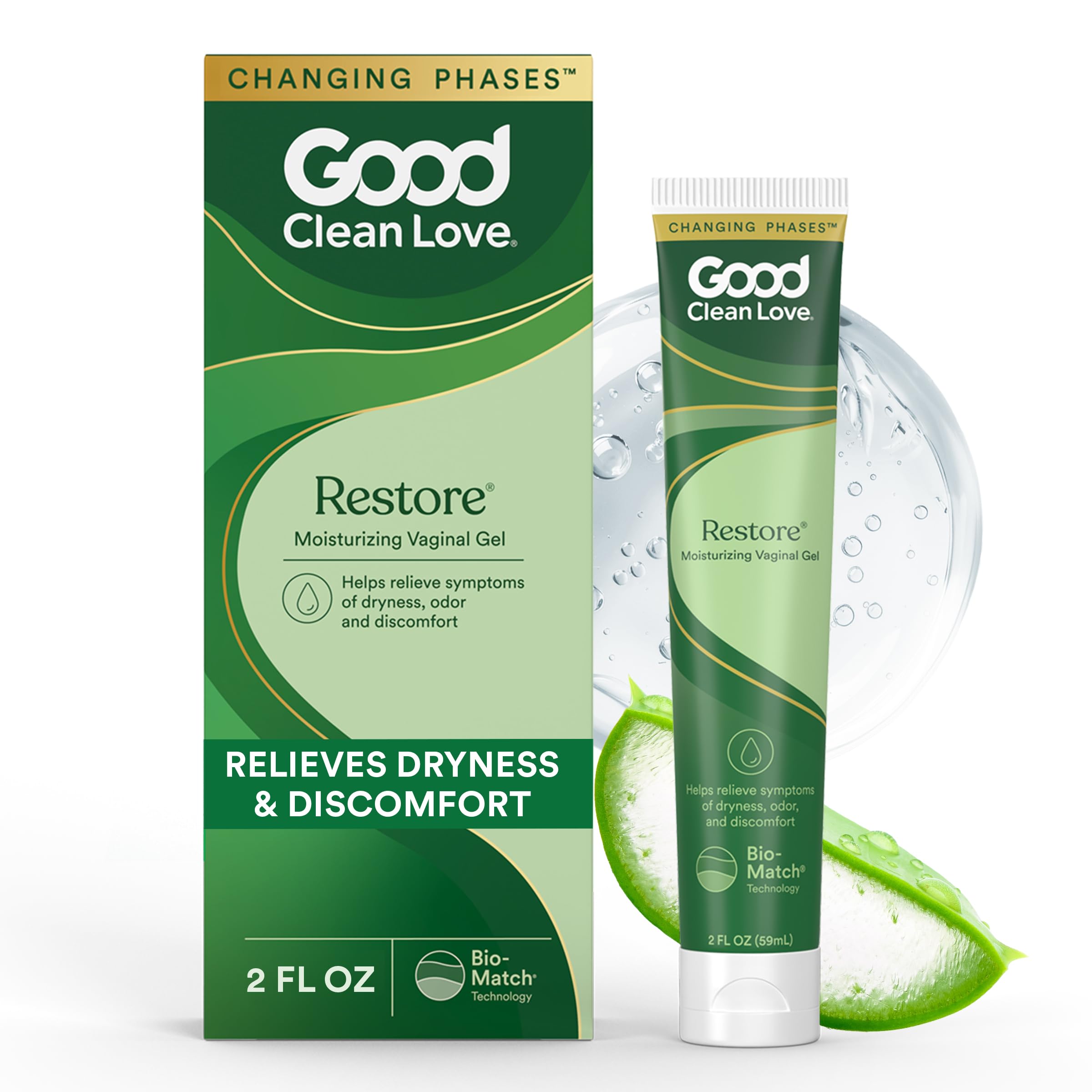 Good Clean Love Restore bottle with applicator for daily vaginal moisture.