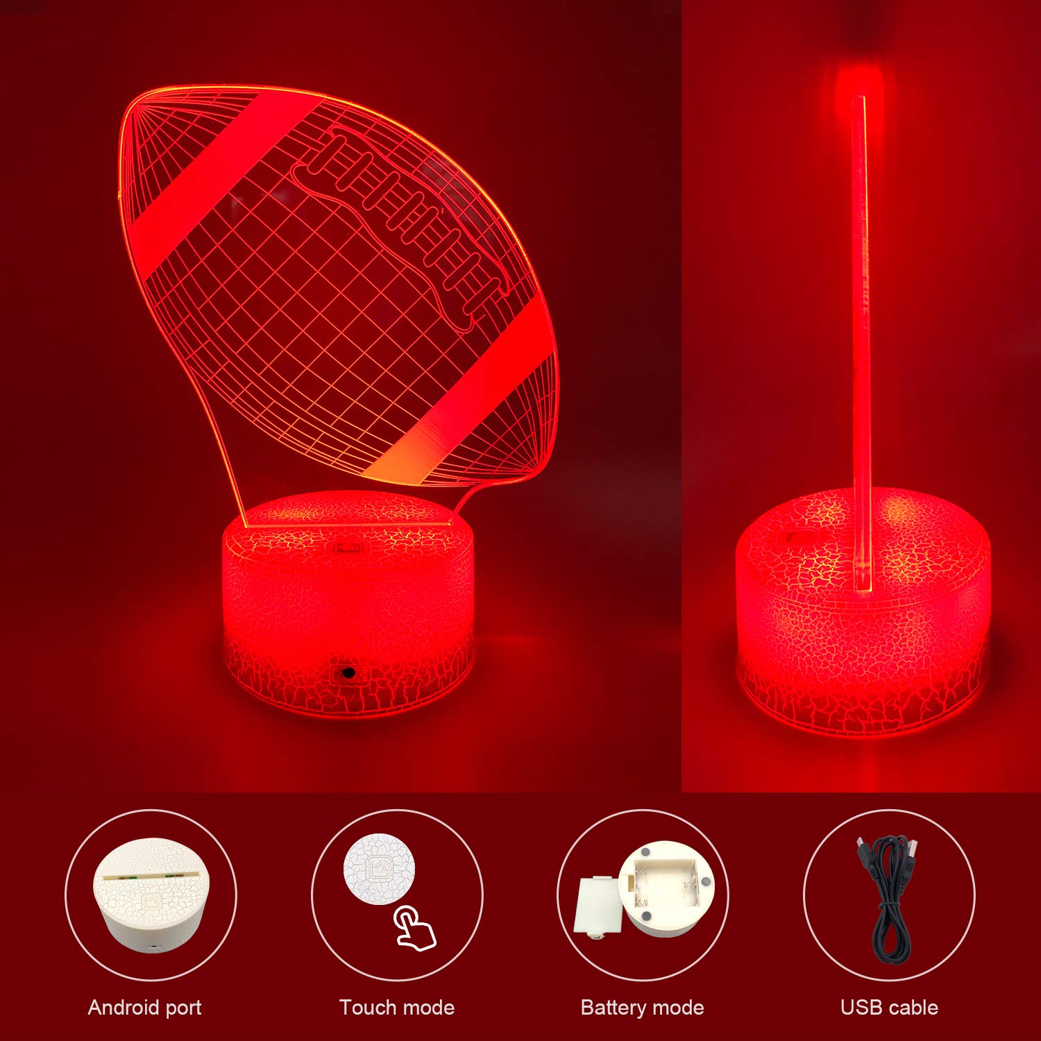 Good King Football Night Light eye-friendly LEDs protect young eyes during late-night use.