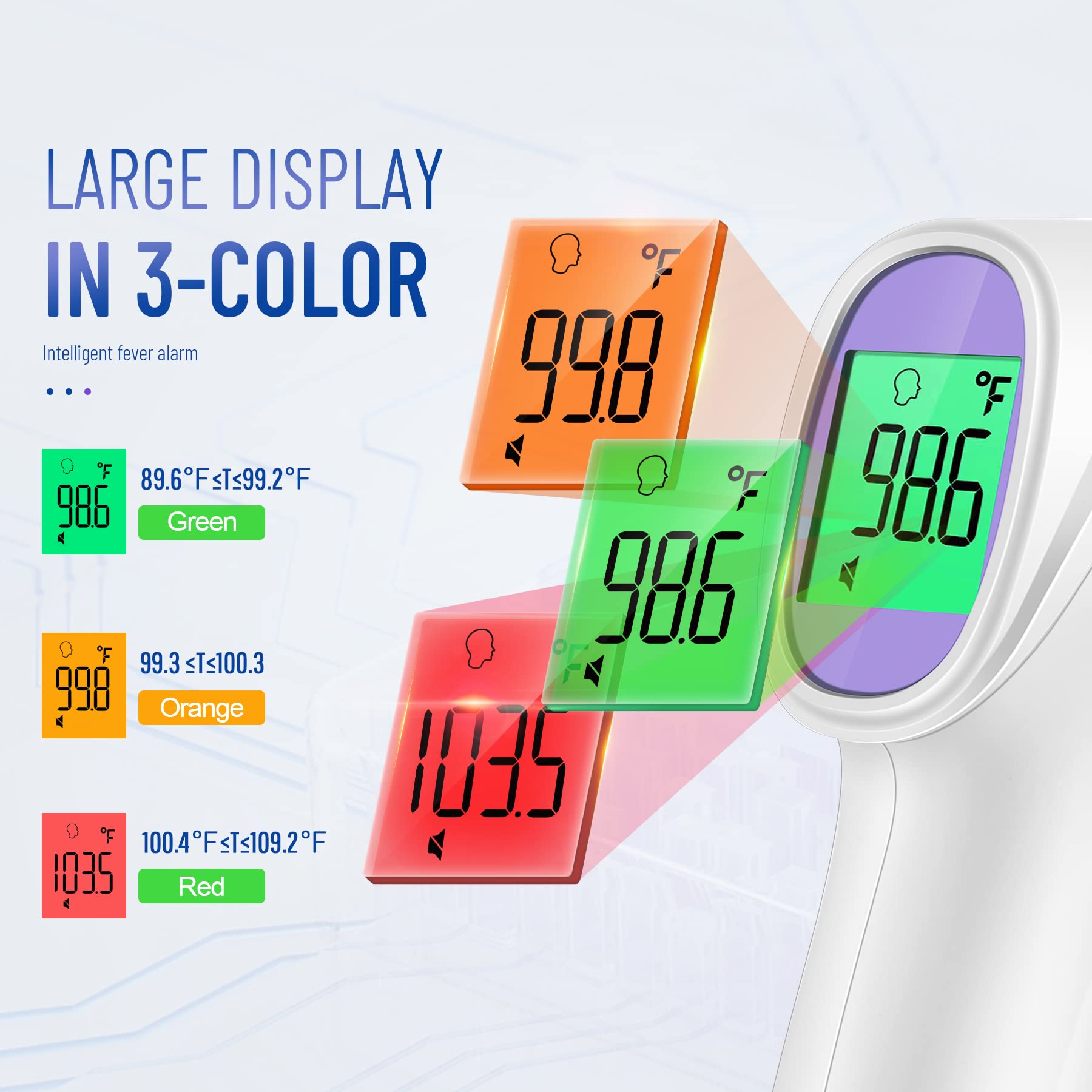 GoodBaby No-Touch Thermometer with large LCD display for day or night readability.