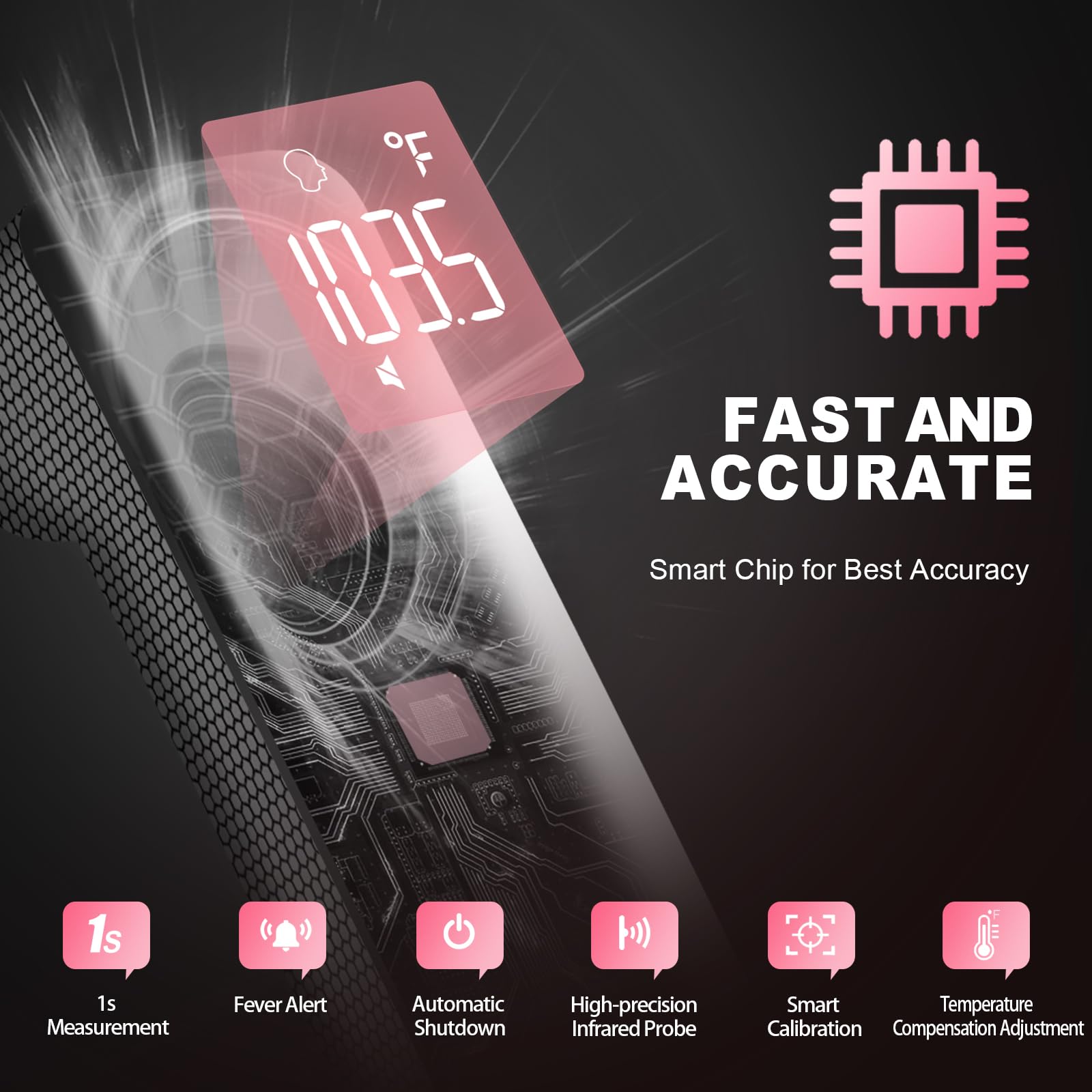GoodBaby thermometer in 2-in-1 mode measuring forehead and ambient temperature