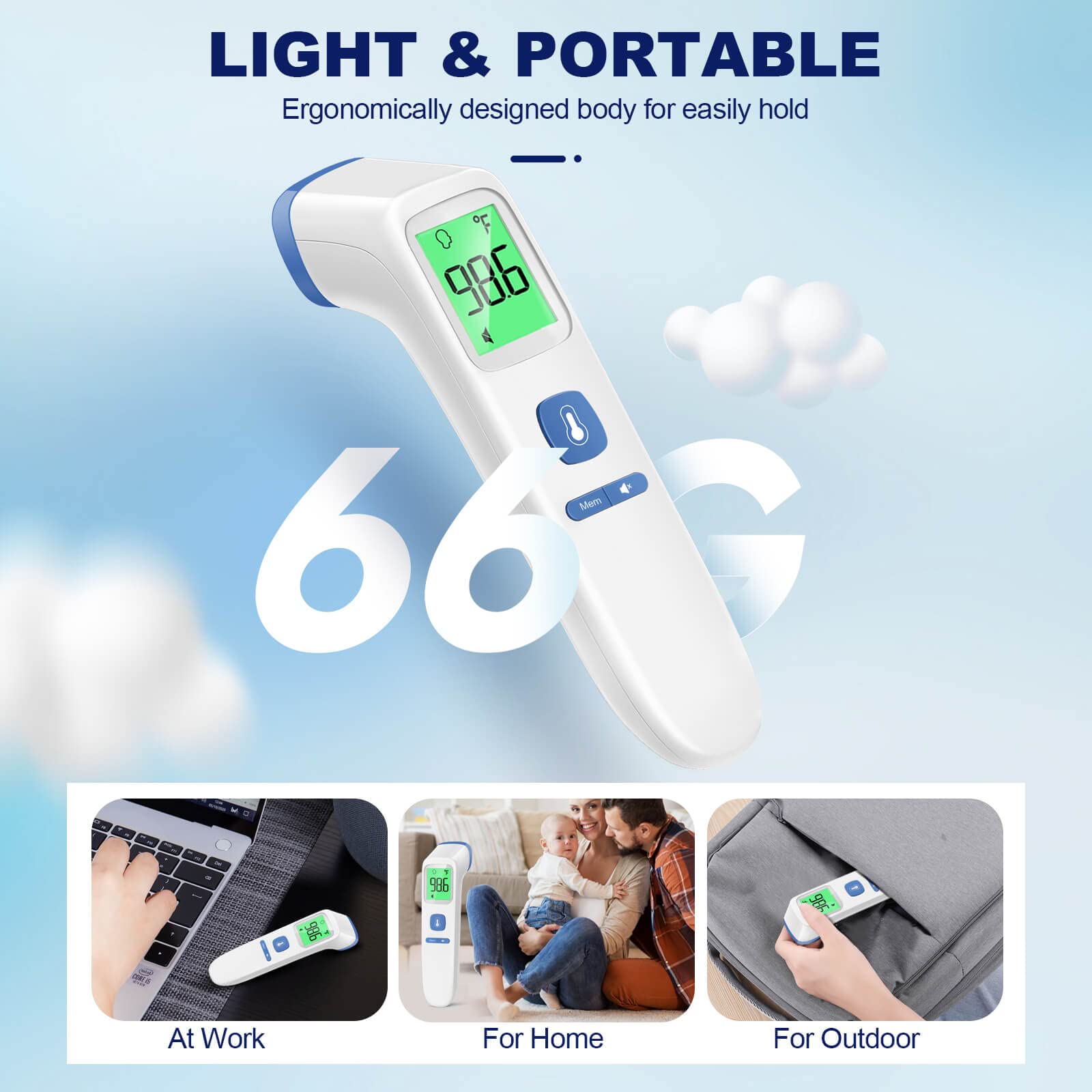 GoodBaby thermometer displaying Celsius and Fahrenheit options