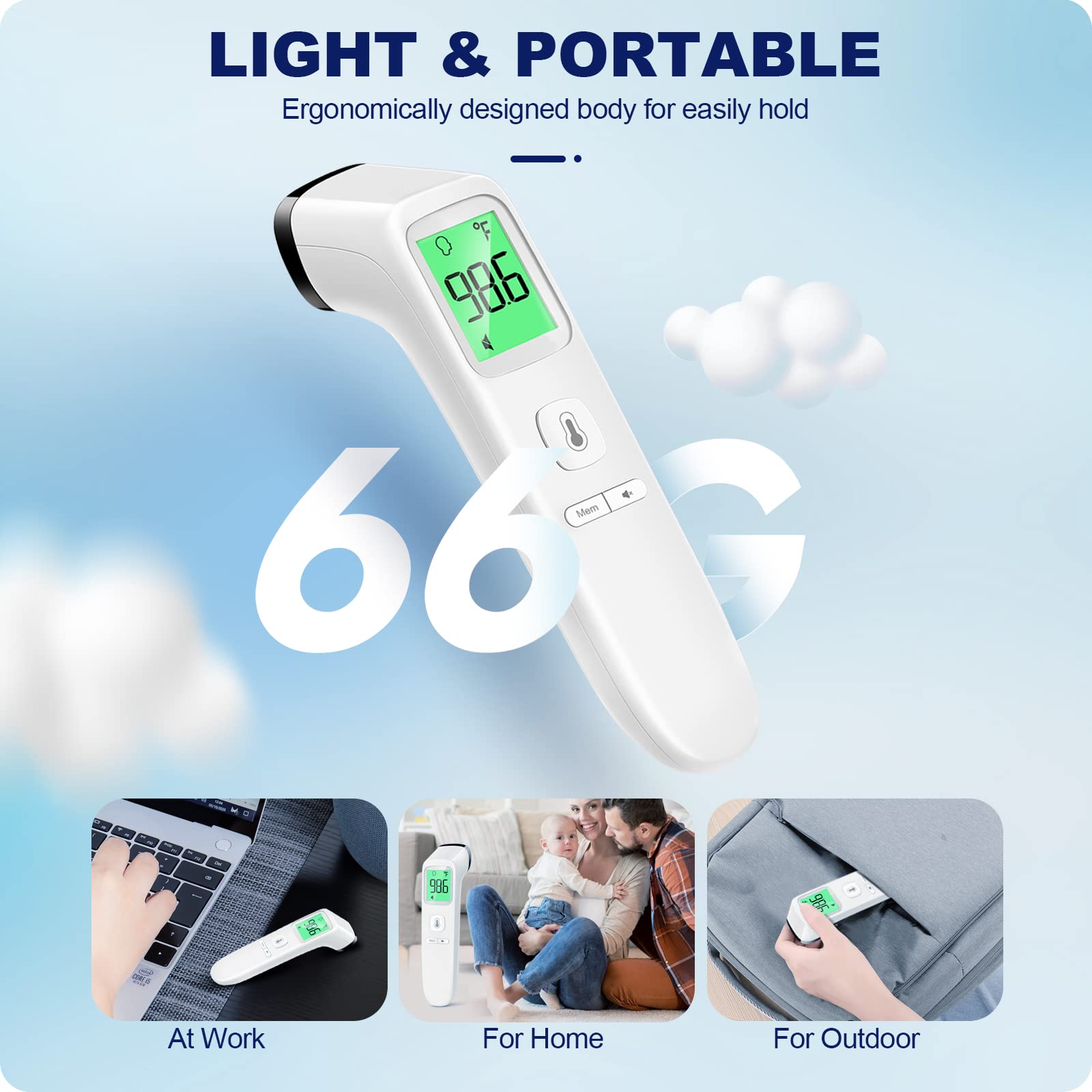 Contents of the GoodBaby thermometer kit including batteries and manuals.