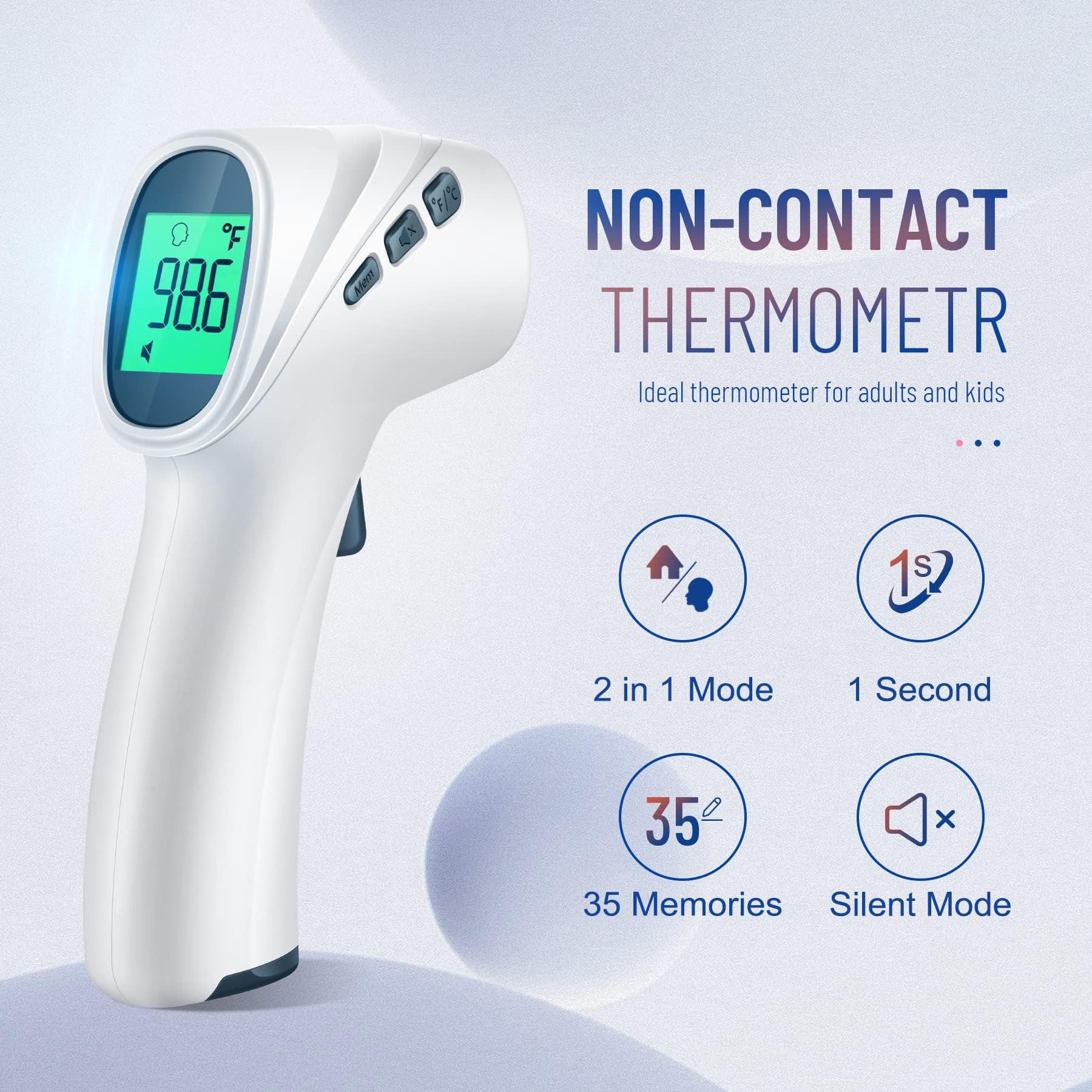 GoodBaby touchless thermometer in object mode for surface temperature checks.