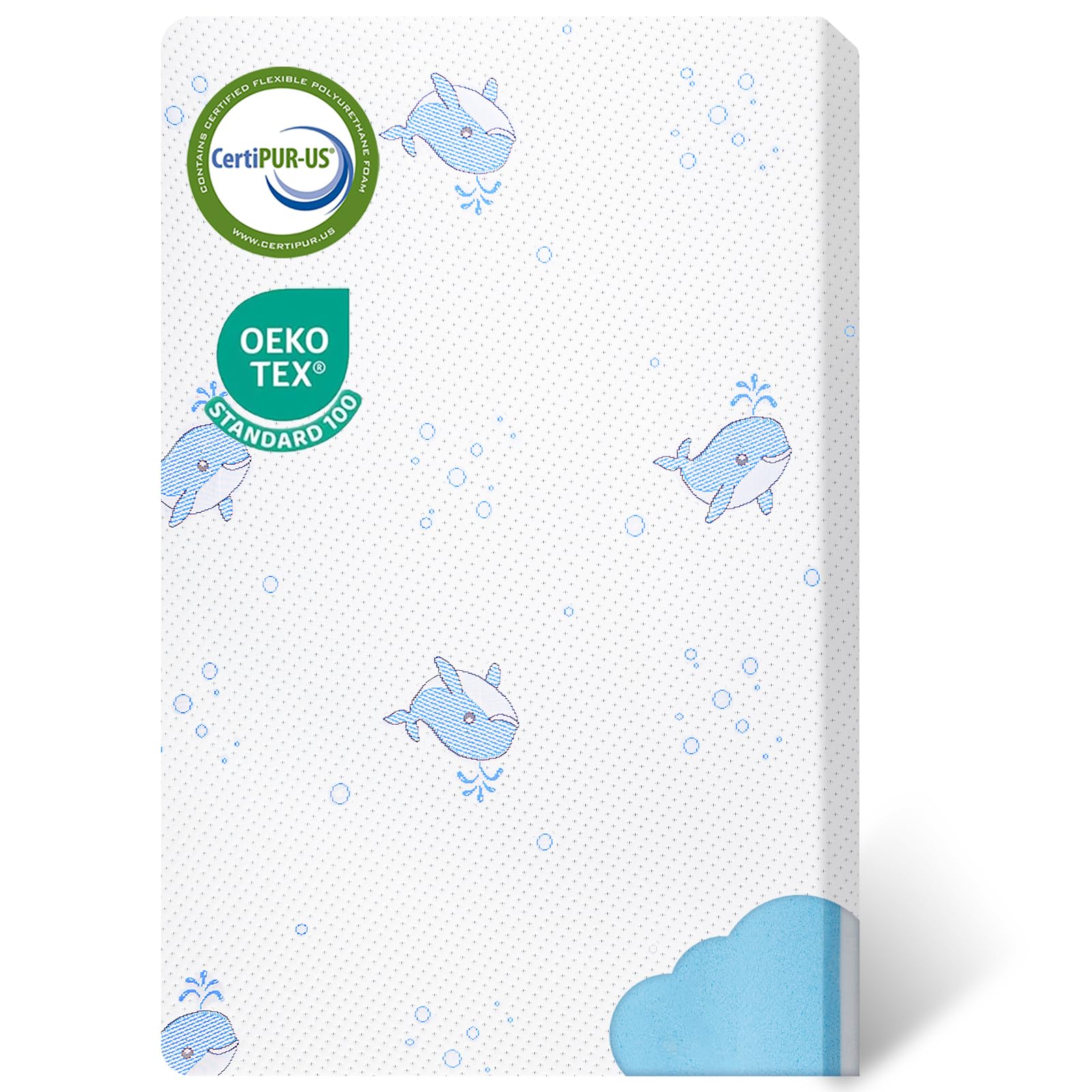GOODFINDS pack n play mattress cover close-up, soft skin-friendly fabric