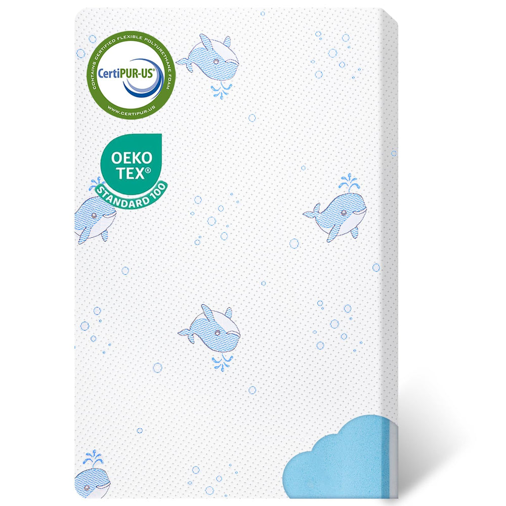 GOODFINDS pack n play mattress cover close-up, soft skin-friendly fabric